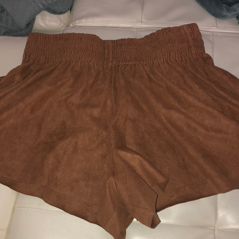 Camel colored suede shorts